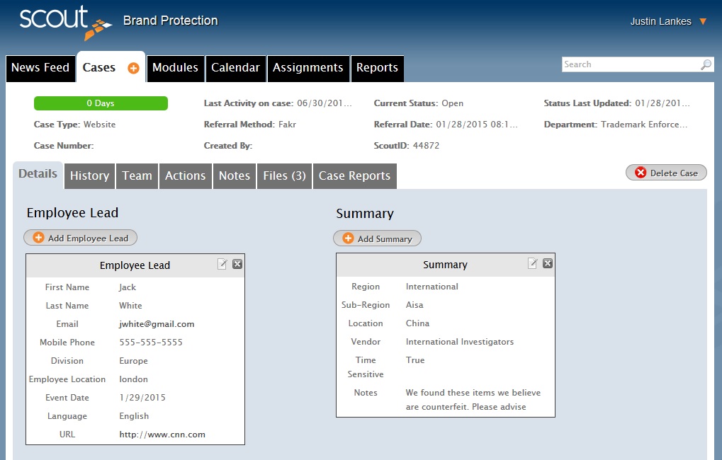 Case Details Software Case Details Software