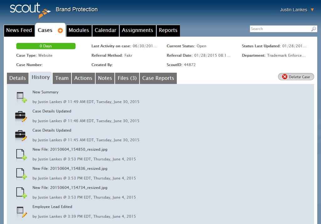 History of Cases Tab Case Management Software History of Cases Tab Case Management Software